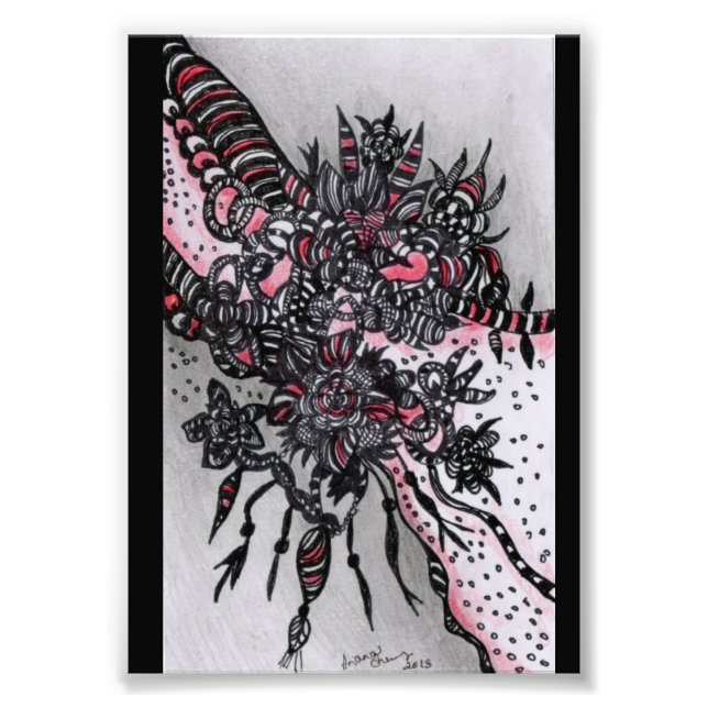 4x6 ACEO.  Art  Print. Red & Black Photo Print (Front)