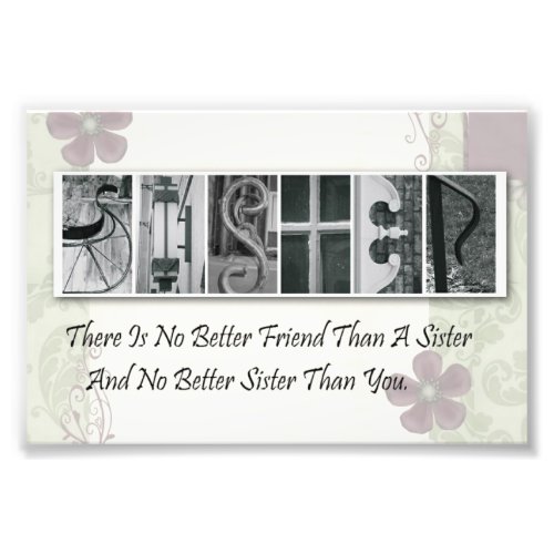 4x6 Alphabet Photo Letter Sister Frameable Print photoenlargement