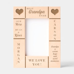 4x6 BEST Grandpa Ever Grandkids Names Etched Frame