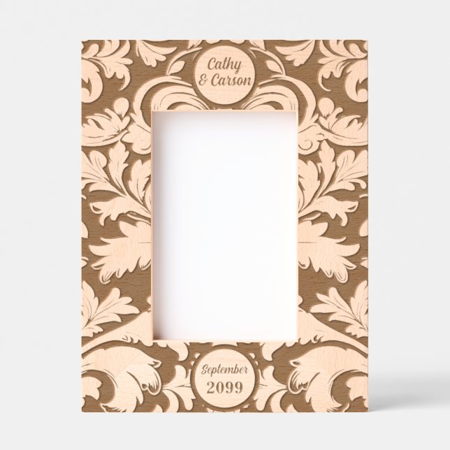 4x6 Bold Botanical Leaves with Custom Text Engraved Frames (Front)