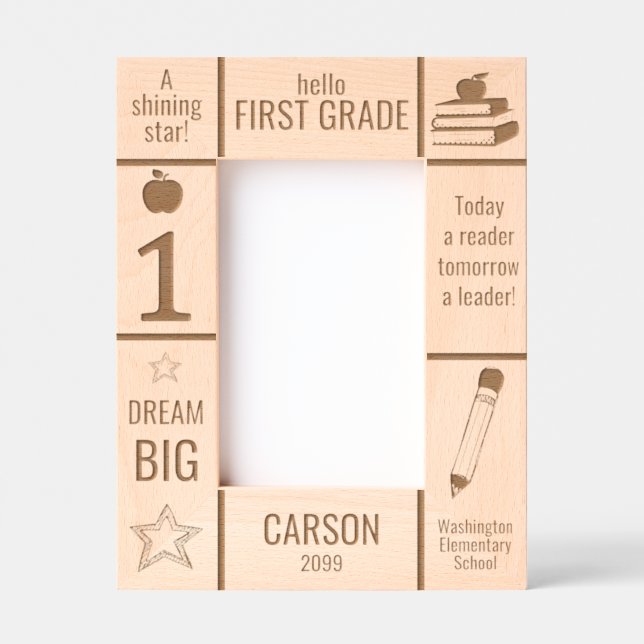 4x6 FIRST GRADE Elementary School Photo Custom Engraved Frames (Front)