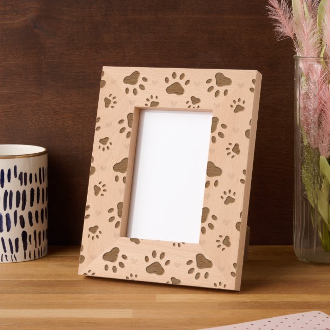 4x6 Fun Paw Prints for Pet Lovers Engraved Frames (Left)