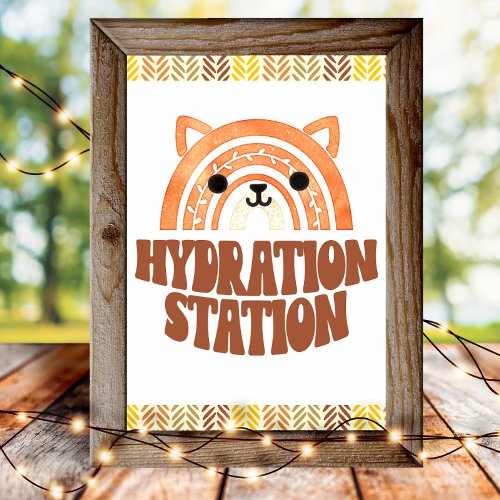 4x6 Hydration Station Boho Woodland Fox Birthday Poster