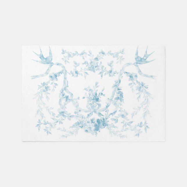 4x6 Rococo Roses aqua RUG (Front)