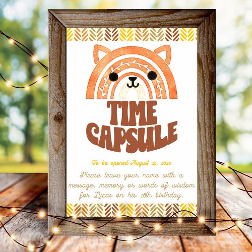 4x6 Time Capsule Boho Woodland Fox Birthday Poster