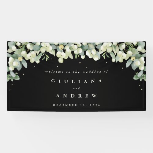 4x8 Black SnowberryEucalyptus Wedding Welcome Banner