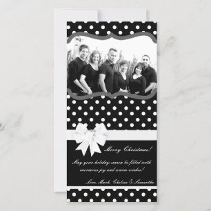 4x8 Black White Palka Dot PHOTO Christmas Card