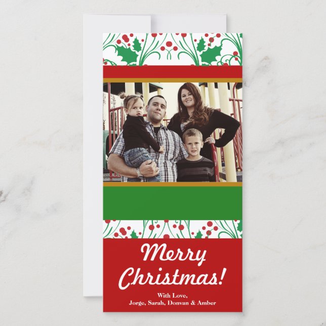 4x8 Christmas Holly PHOTO Card (Front)