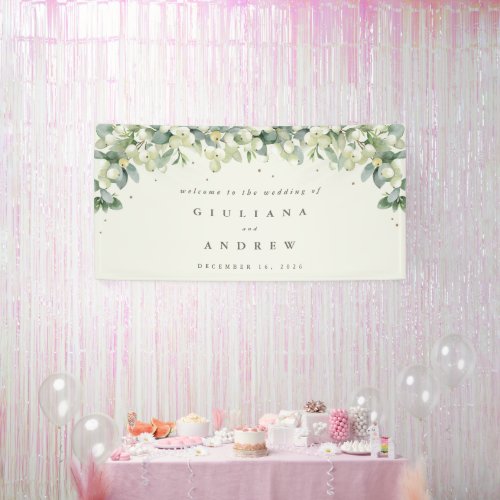 4x8 Cream SnowberryEucalyptus Wedding Welcome Banner