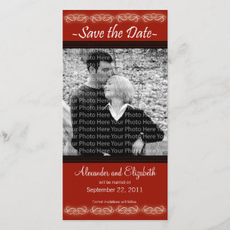 4x8" Elegant Red Save the Date Announcement