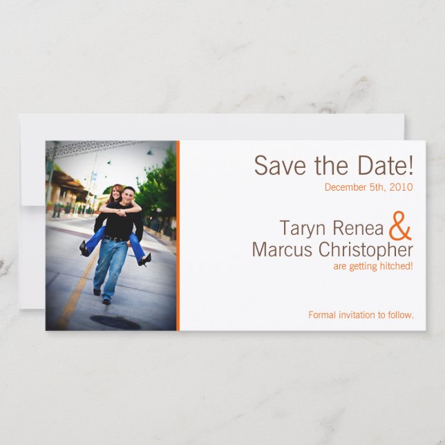 4x8 Engagement Announcement Brown Orange Chevron (Front)
