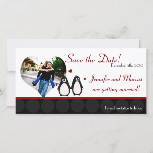 4x8 Engagement Announcement Penguin Love Couple Ma