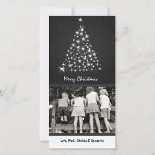 4x8 Gray Snowflake XMAS Tree PHOTO Christmas Card