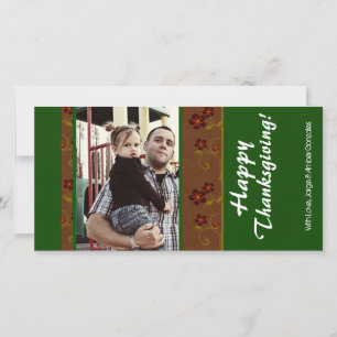 4x8 Green and Brown Autumn PHOTO Thanksgiving Card
