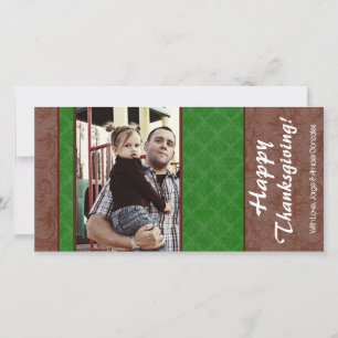 4x8 Green and Brown Floral PHOTO Thanksgiving Card