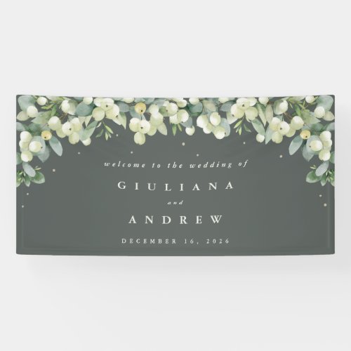 4x8 Green SnowberryEucalyptus Wedding Welcome Banner