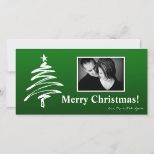 4x8 Green White XMAS TreePHOTO Christmas Card