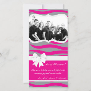 4x8 Hot Pink Gray Zebra Prin PHOTO Christmas Card