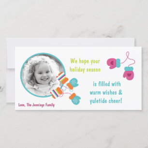 4x8 Modern Color Mitten PHOTO Christmas Card