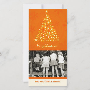 4x8 Orang Snowflake XMAS Tree PHOTO Christmas Card