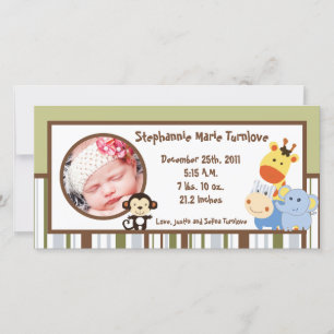 4x8 Photo Birth Announcement Jungle Play