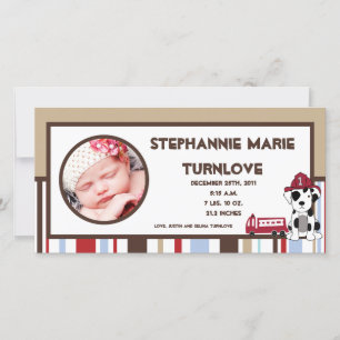 4x8 Photo Birth Announcement Nojo Fire Engine
