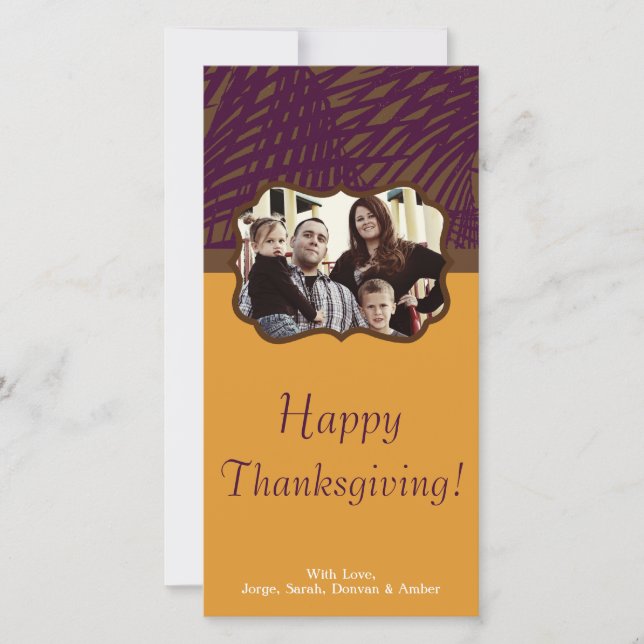 4x8 Purple & Yellow Leaves Thanksgiving PHOTO Card (Front)