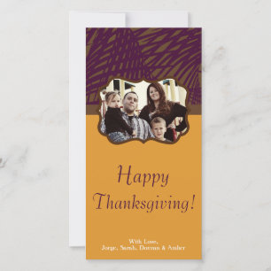 4x8 Purple & Yellow Leaves Thanksgiving PHOTO Card
