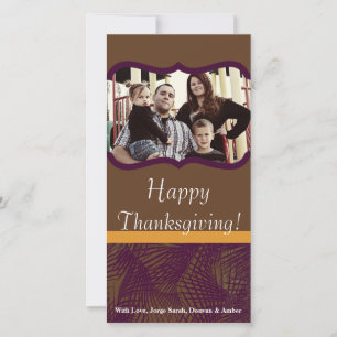 4x8 Purple & Yellow Leaves Thanksgiving PHOTO Card
