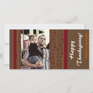 4x8 Red & Brown Leaves PHOTO Thanksgiving Card