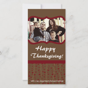 4x8 Red & Brown Leaves PHOTO Thanksgiving Card