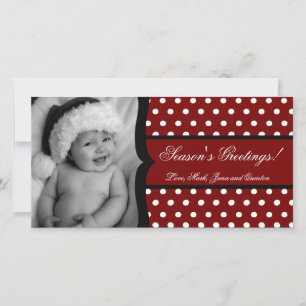 4x8 Red White Polka Dot Frame PHOTO Christmas Card