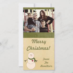 4x8 Rustic Snowman with Scarf PHOTO Card
