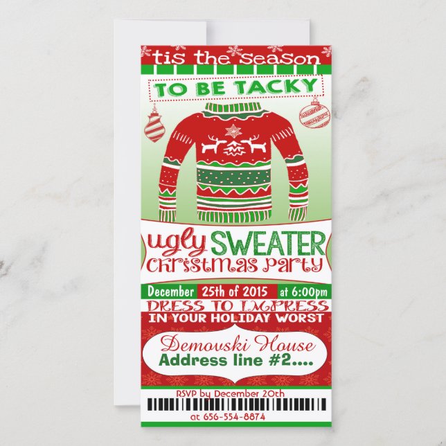 4x8 ticket style Christmas Party Invitation adult (Front)
