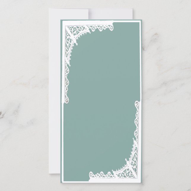 4x8 WEDDING INVITATION, TEAL AND WHITE (Front)
