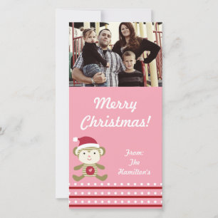 4x8 Winter Monkey in Santa Hat PHOTO Card