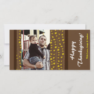 4x8 Yellow & Brown Leaves PHOTO Thanksgiving Card