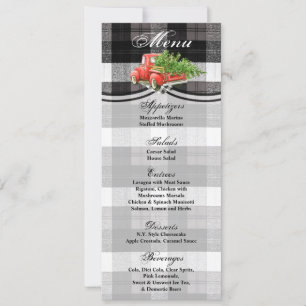 4x9.25 Menu Cards XMAS Truck Buffalo Plaid Black