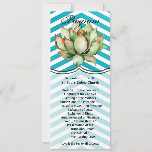 4x9.25 Program Cards Boho Cacti Cactus Succulent B (Front)
