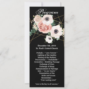 4x9.25 Program Cards Geometric Garden Rose Black