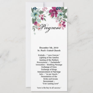 4x9.25 Program Cards Tropical Flower on White