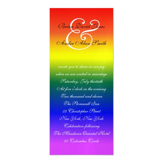 4x9 Gay Wedding Rainbow LGBT Pride Metallic Paper Card