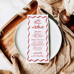 4x9" Handwritten Wavy Border Whimsical Menu<br><div class="desc">4x9" Handwritten Wavy Border Whimsical Menu
This event menu features handwritten font and hand drawn graphics with a waxy border. Perfect for any bridal shower,  wedding,  birthday party or rehearsal dinner! Color of text and graphics is editable.</div>