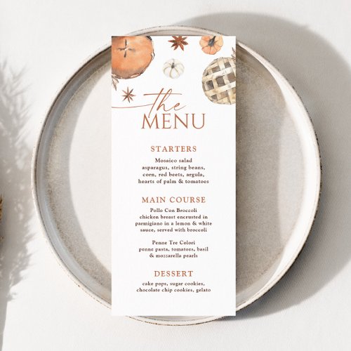 4x9&quot; Little Cutie Pie, Fall Baby Shower Menu