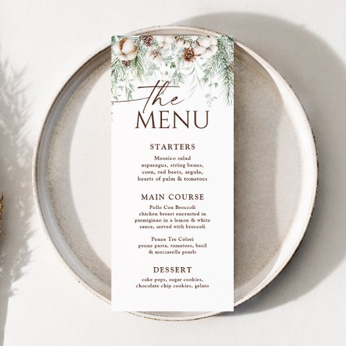 4x9&quot; Winter Evergreen Christmas Holiday Menu