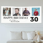 4x Photo Collage Happy Birthday Banner<br><div class="desc">Planning a party for the guy in your life, looking for a modern, stylish banner to decorate the venue. Then this masculine, Happy Birthday banner, with their age and featuring 4 photos is the perfect buy! Easily personalized by adding your 4 favorite photos, and the text. If your feeling creative...</div>