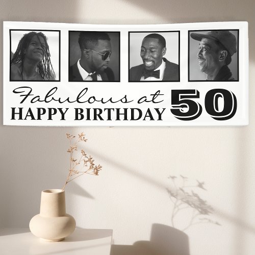 4x Photo Collage Happy Birthday Banner