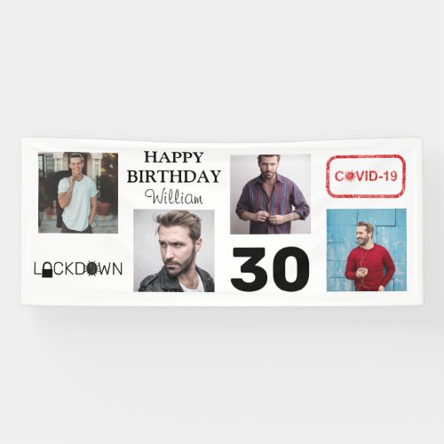 4x Photo Collage Lockdown Happy Birthday Banner