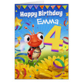 4yrs Custom birthday card Little Ladybug range (Front)