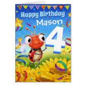 4yrs Custom birthday card Little Ladybug range (Front)